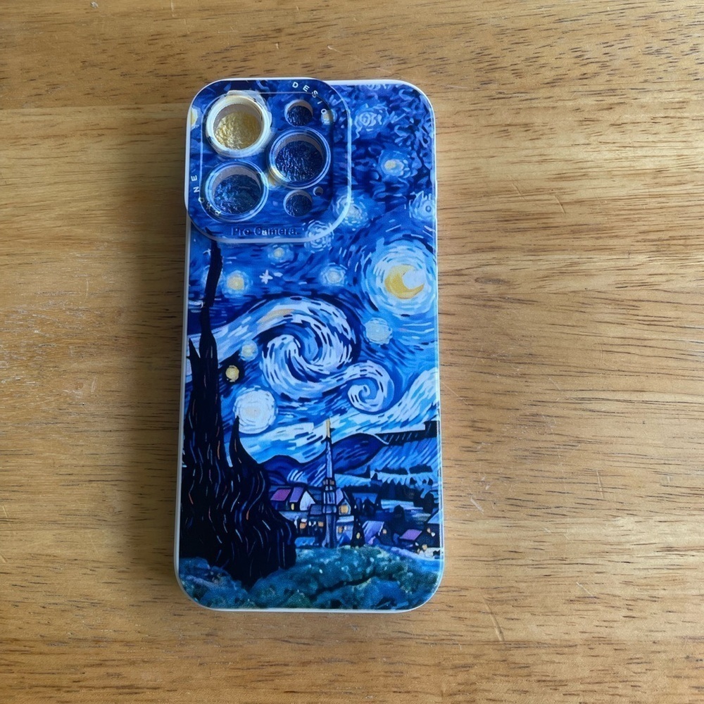 Beige Van Gogh Inspired iPhone 15 Pro Phone Case